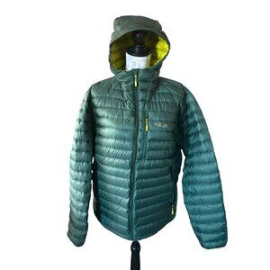 RAB Microlite Alpine Jacket Mens Green Down Hooded Size Large Warm Coat